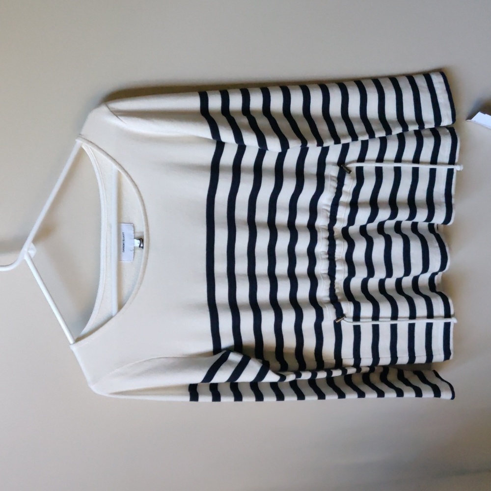 NWT CURRENT/ELLIOT Striped Knit Top Sweatshirt Cream Navy Size 1